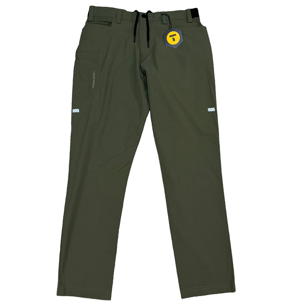 TRUEWERK Cloud Pants Mens Large Regular Olive Green Lightweight Stretch Work NWT